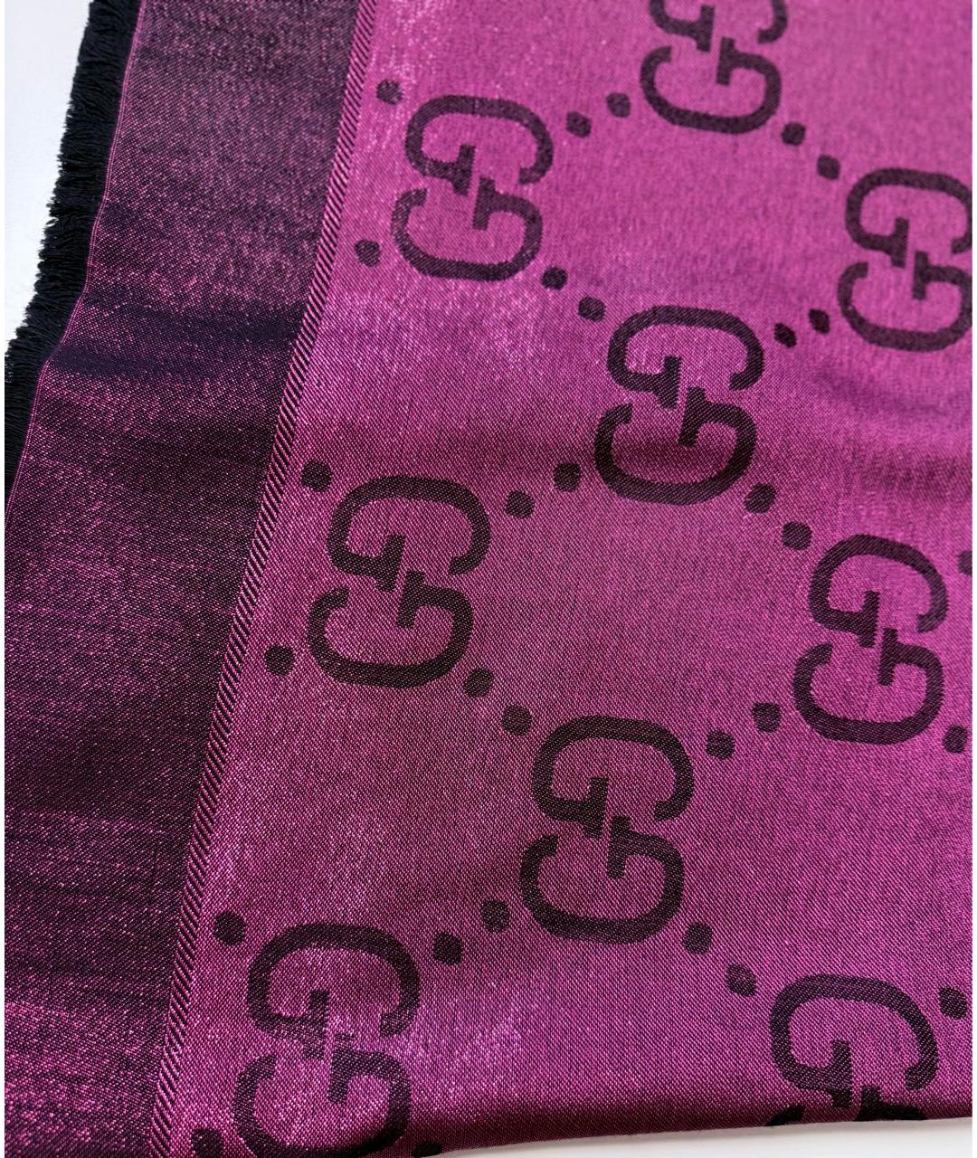 GUCCI Бордовый шерстяной платок, фото 5