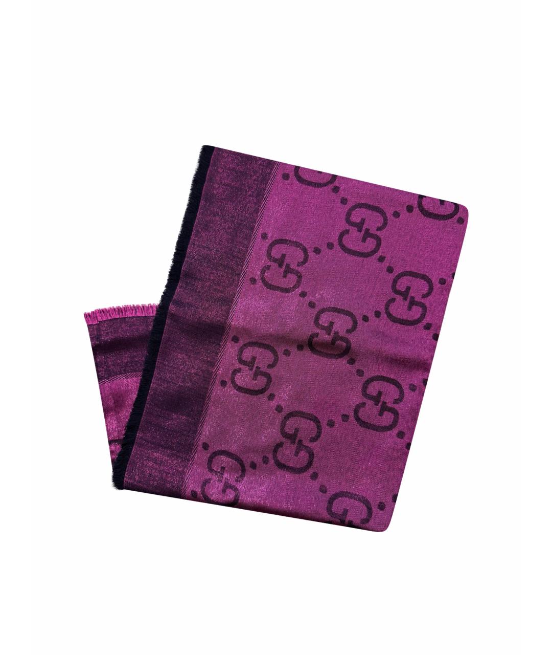 GUCCI Бордовый шерстяной платок, фото 1