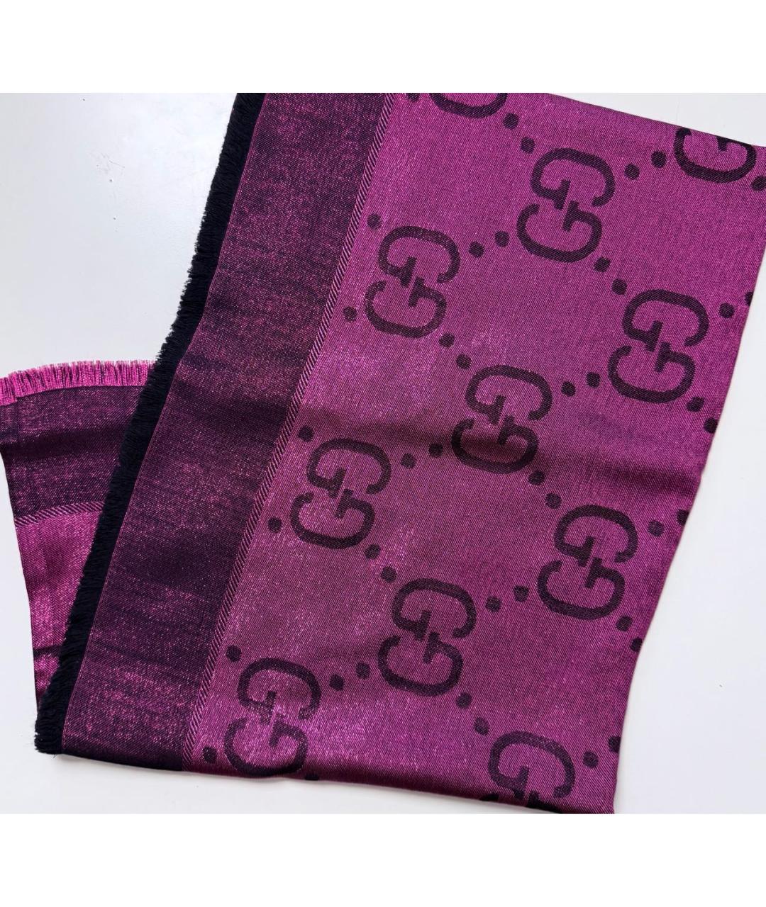 GUCCI Бордовый шерстяной платок, фото 6