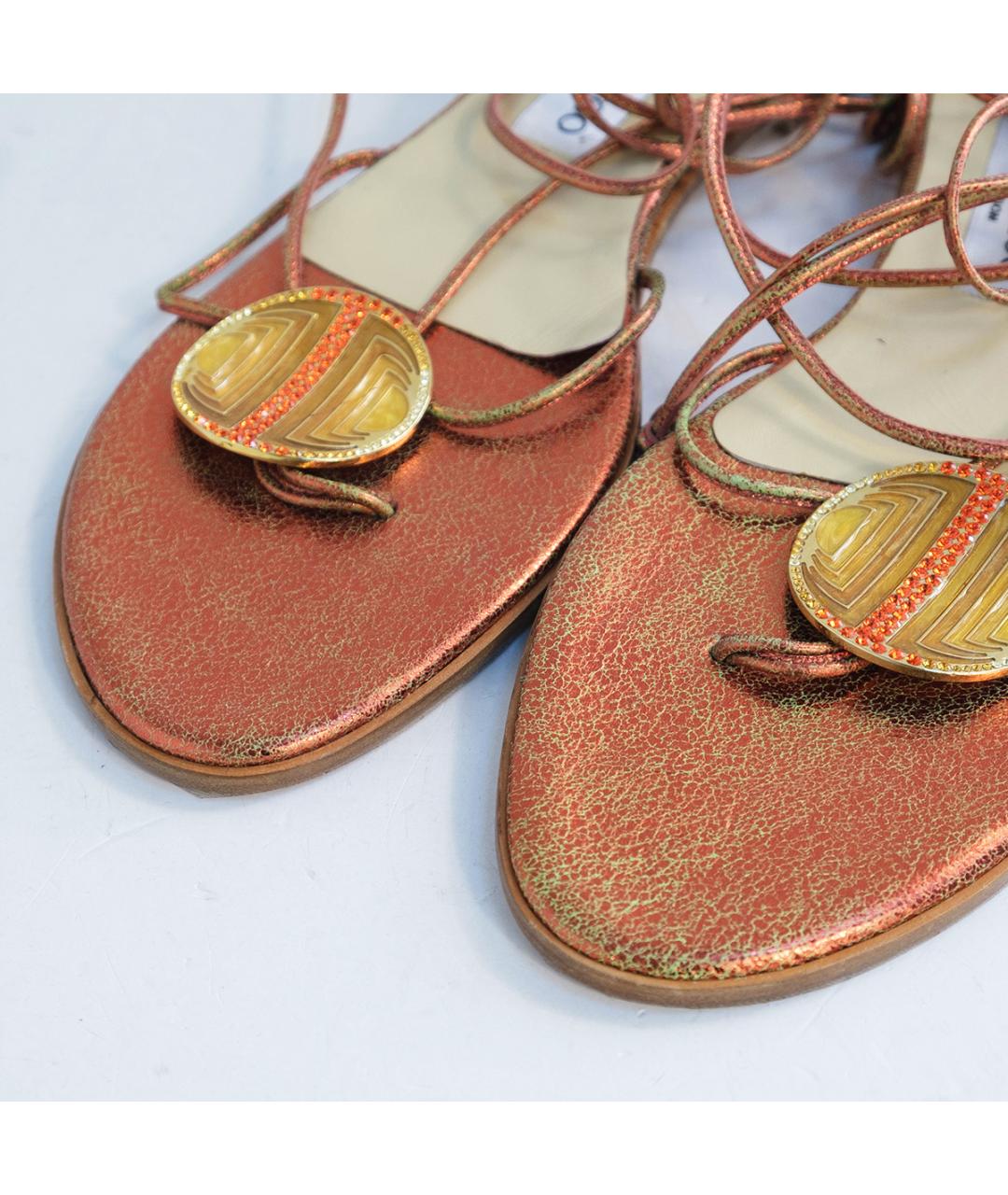 JIMMY CHOO Красные кожаные сандалии, фото 3