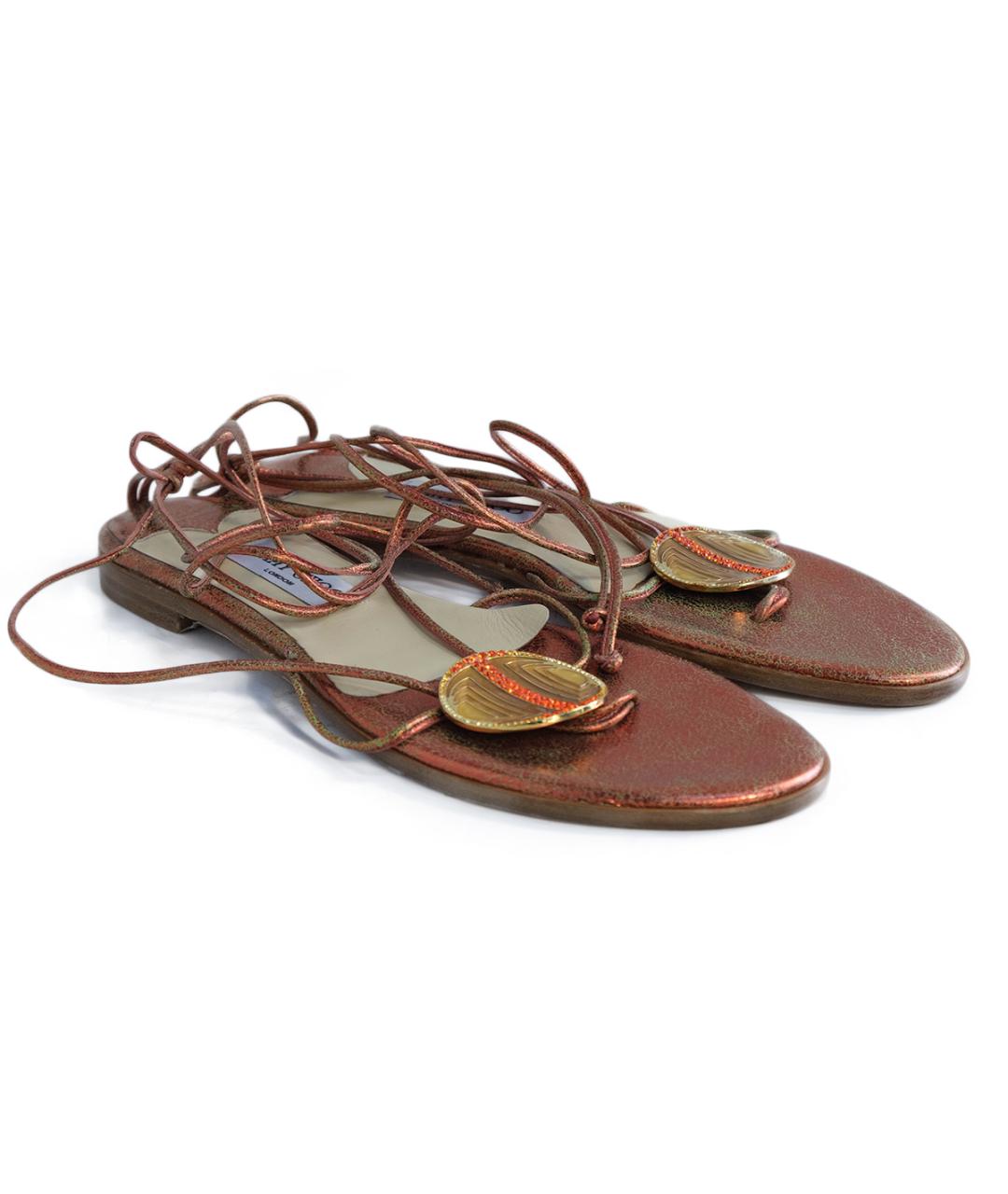 JIMMY CHOO Красные кожаные сандалии, фото 2