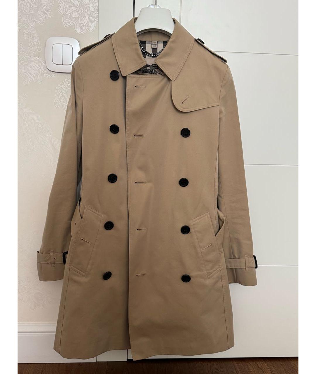 BURBERRY Бежевый хлопковый тренч/плащ, фото 8