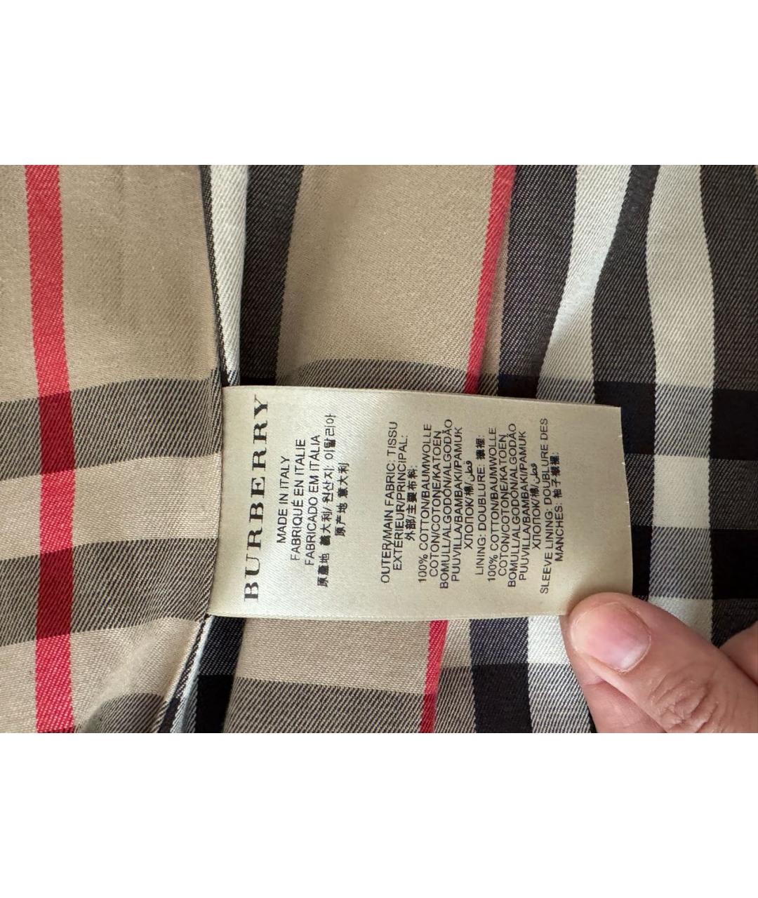 BURBERRY Бежевый хлопковый тренч/плащ, фото 6