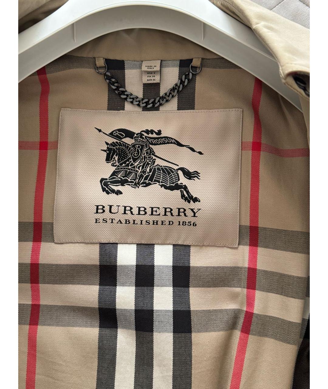 BURBERRY Бежевый хлопковый тренч/плащ, фото 3