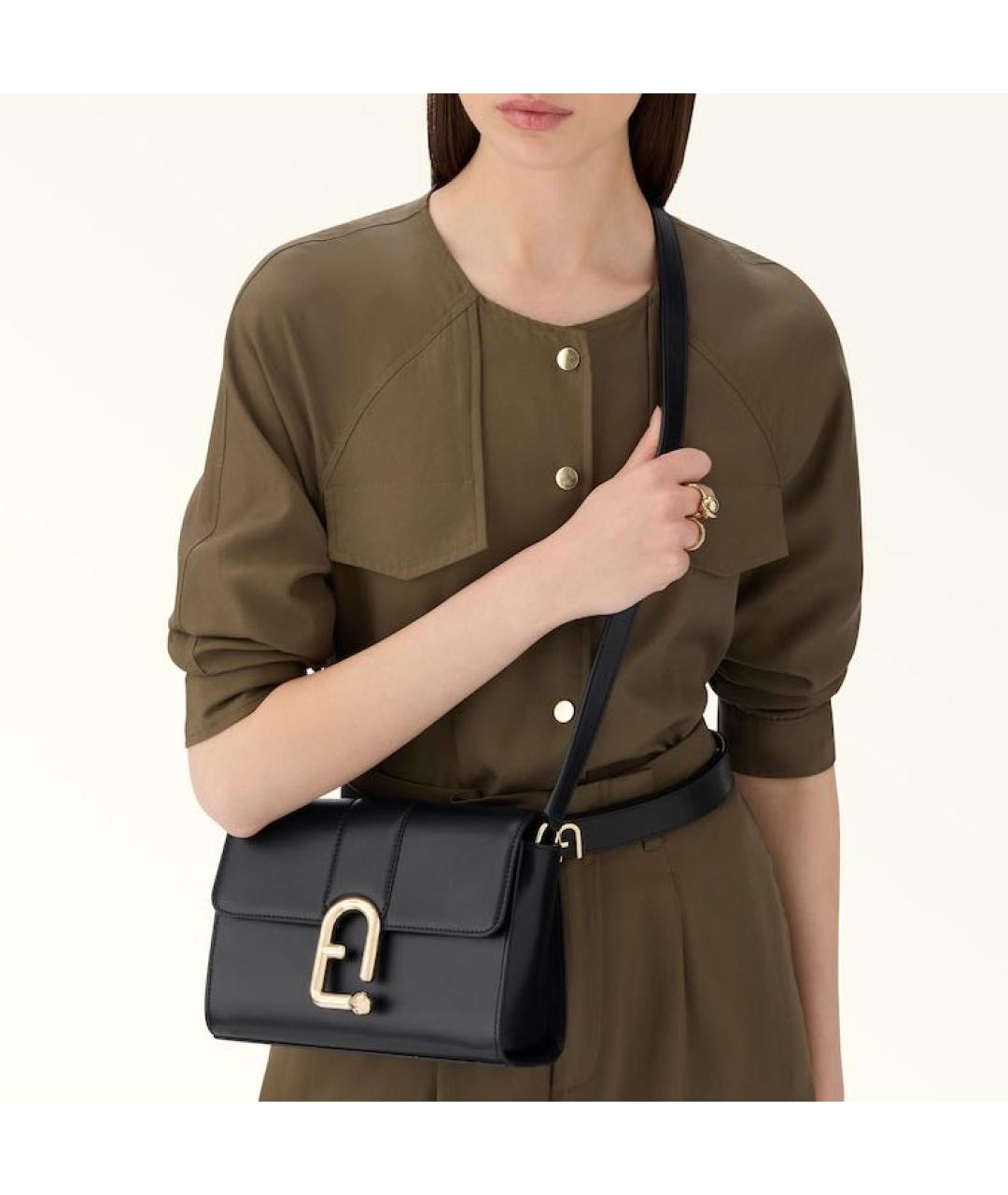 FURLA Черная кожаная сумка через плечо, фото 2