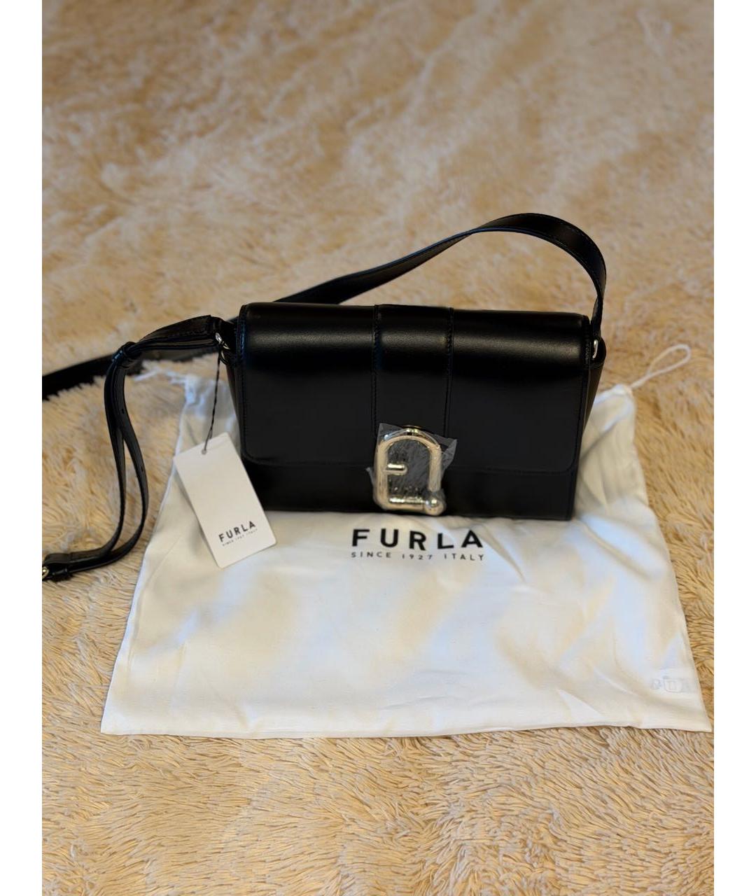 FURLA Черная кожаная сумка через плечо, фото 5