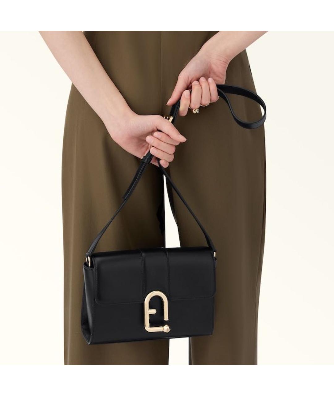 FURLA Черная кожаная сумка через плечо, фото 8