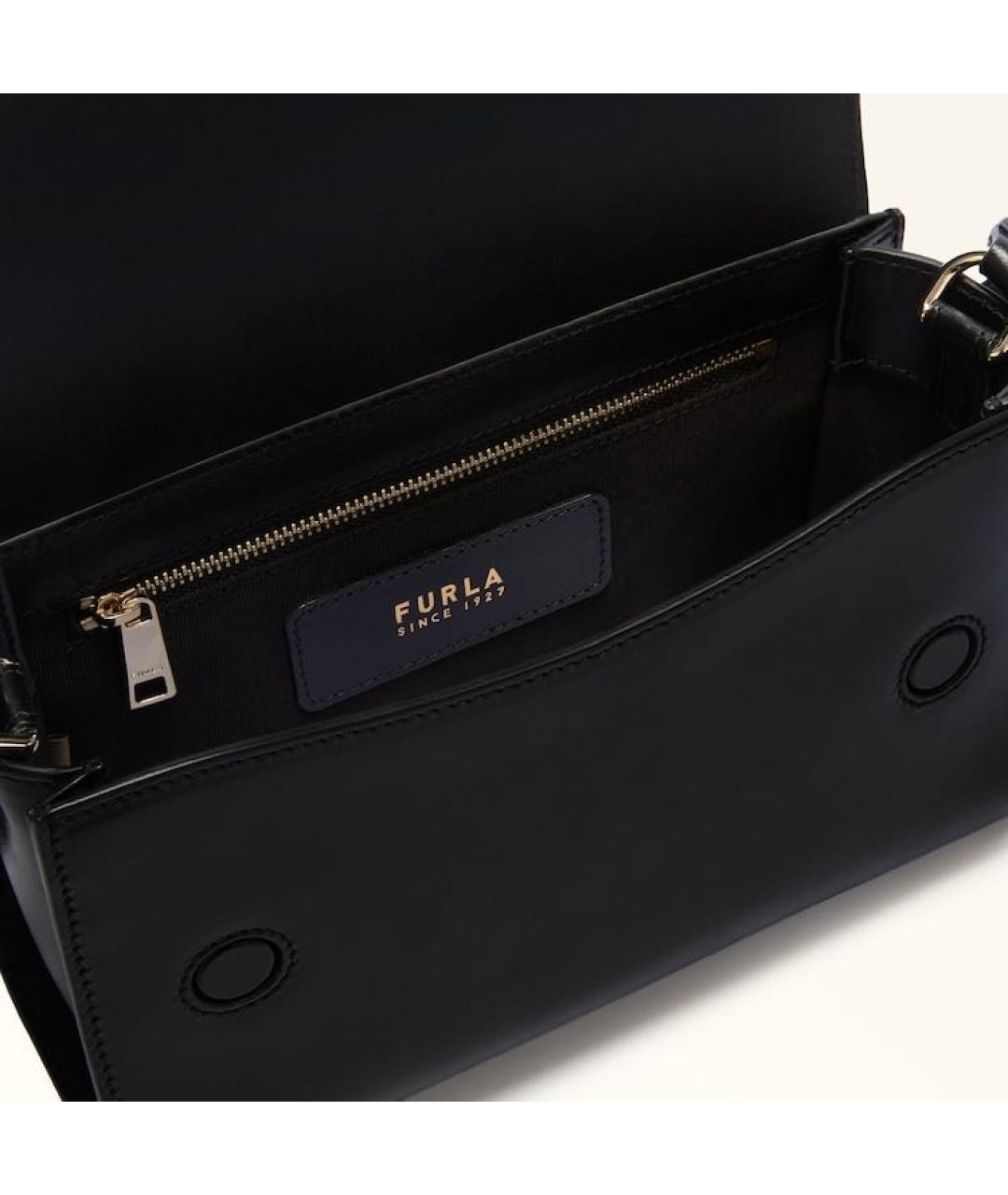FURLA Черная кожаная сумка через плечо, фото 4