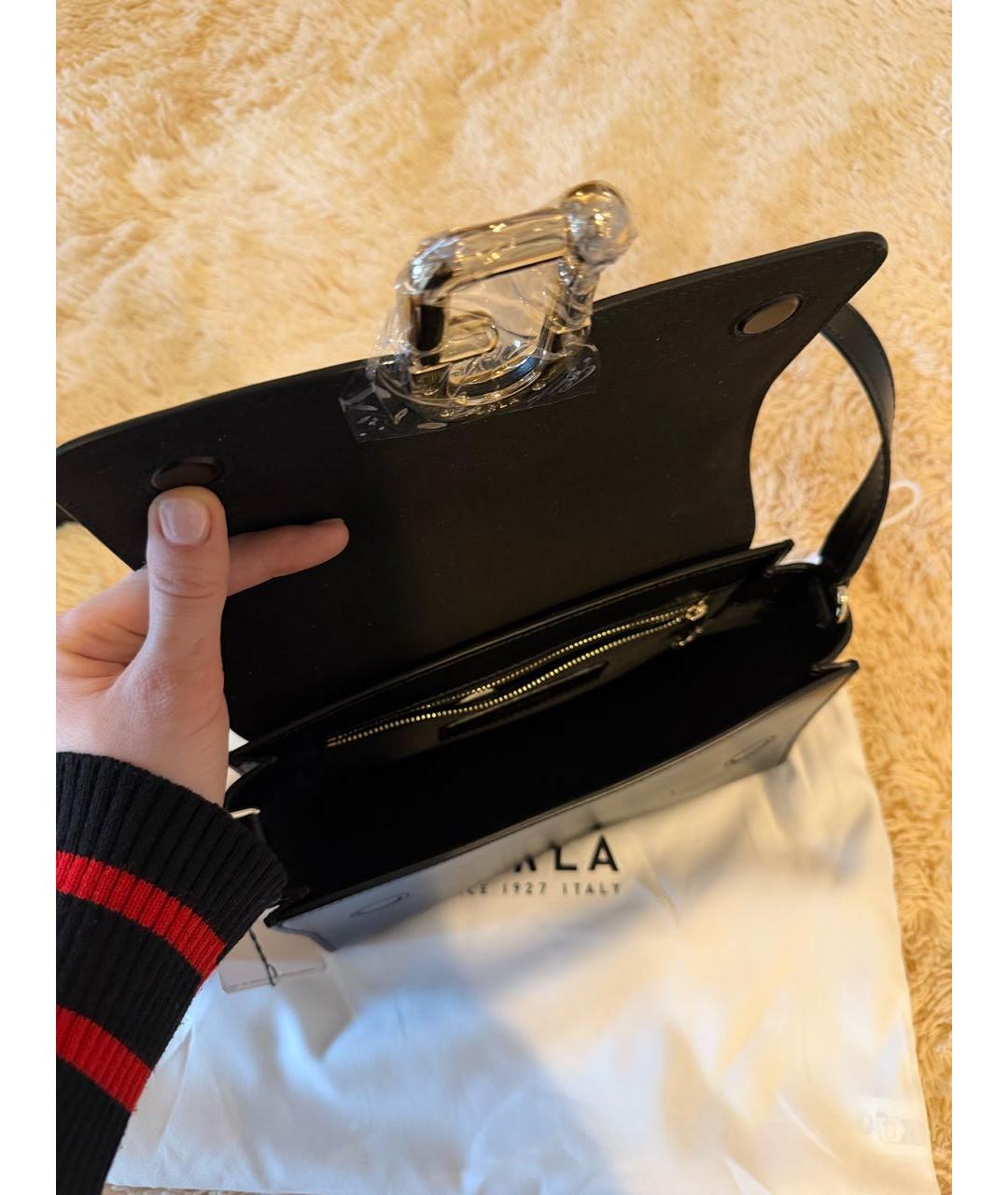 FURLA Черная кожаная сумка через плечо, фото 6