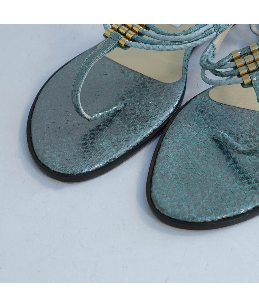 JIMMY CHOO Зеленые кожаные сандалии, фото 3