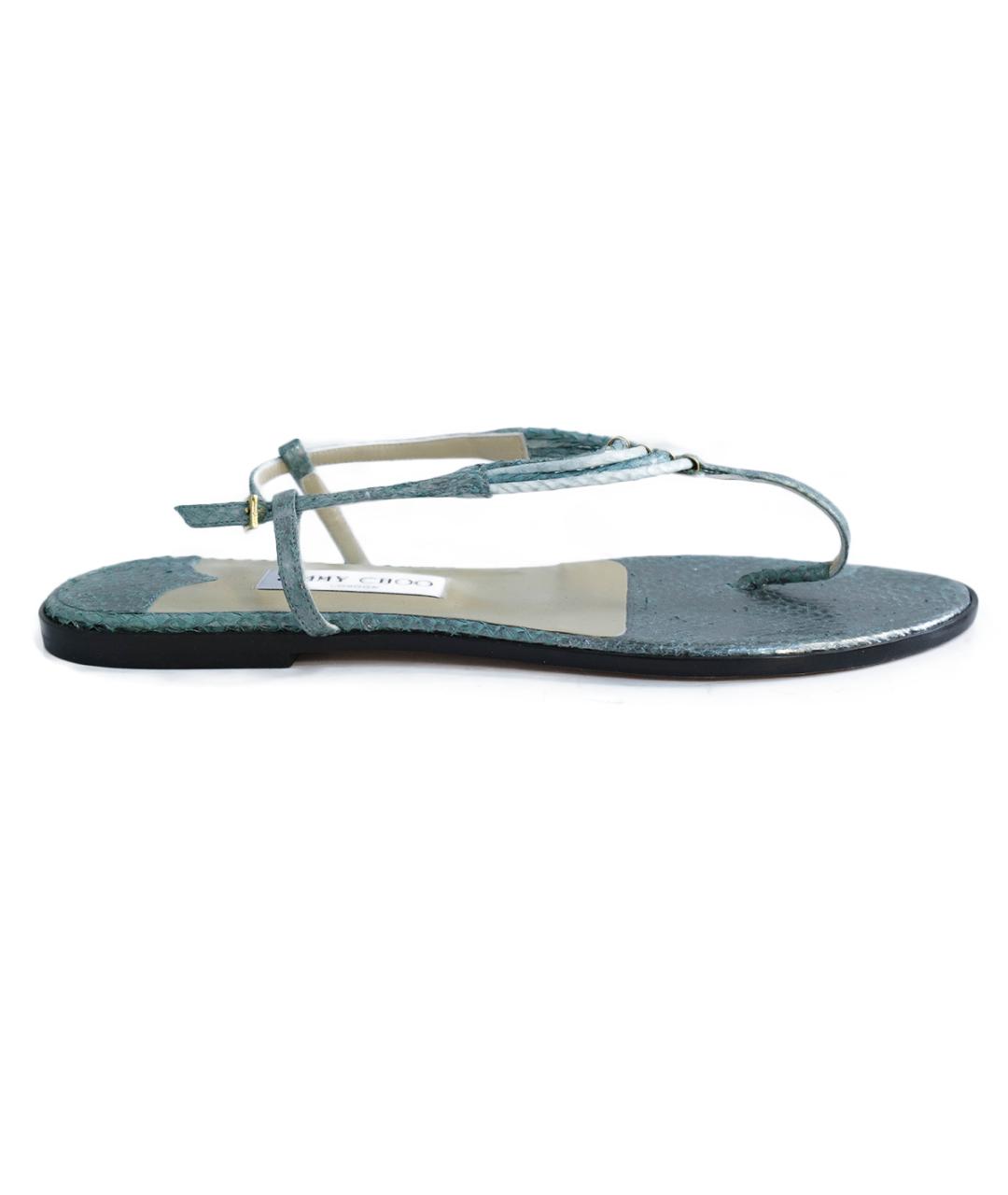 JIMMY CHOO Зеленые кожаные сандалии, фото 6