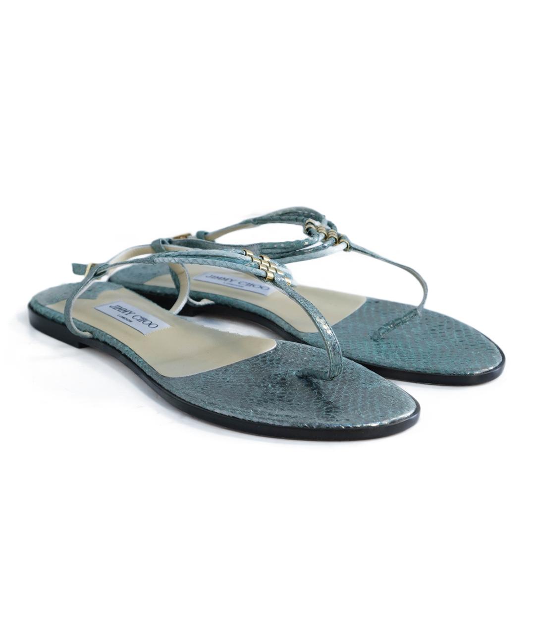 JIMMY CHOO Зеленые кожаные сандалии, фото 2
