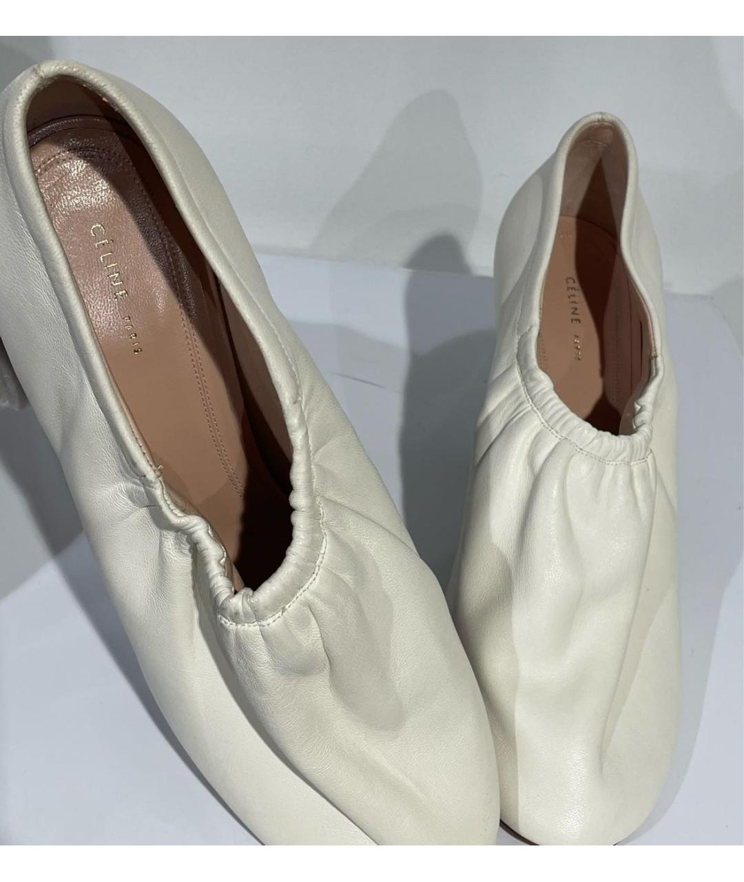 CELINE Белые кожаные ботильоны, фото 6