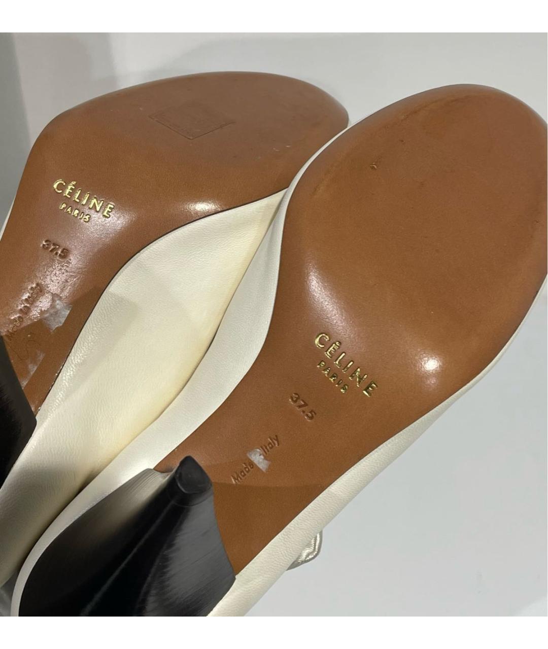 CELINE Белые кожаные ботильоны, фото 7