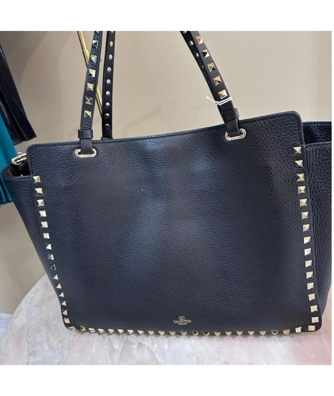 VALENTINO Черная кожаная сумка тоут, фото 2