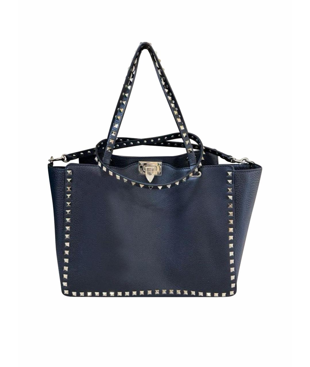 VALENTINO Черная кожаная сумка тоут, фото 6