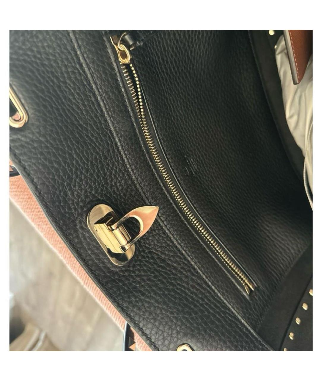 VALENTINO Черная кожаная сумка тоут, фото 4