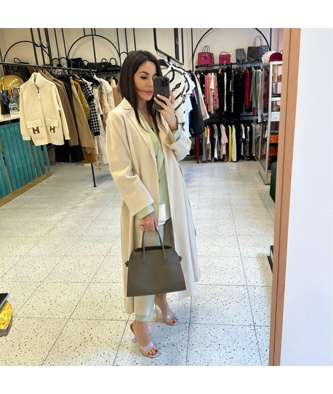 MAX MARA STUDIO Бежевое шерстяное пальто, фото 6