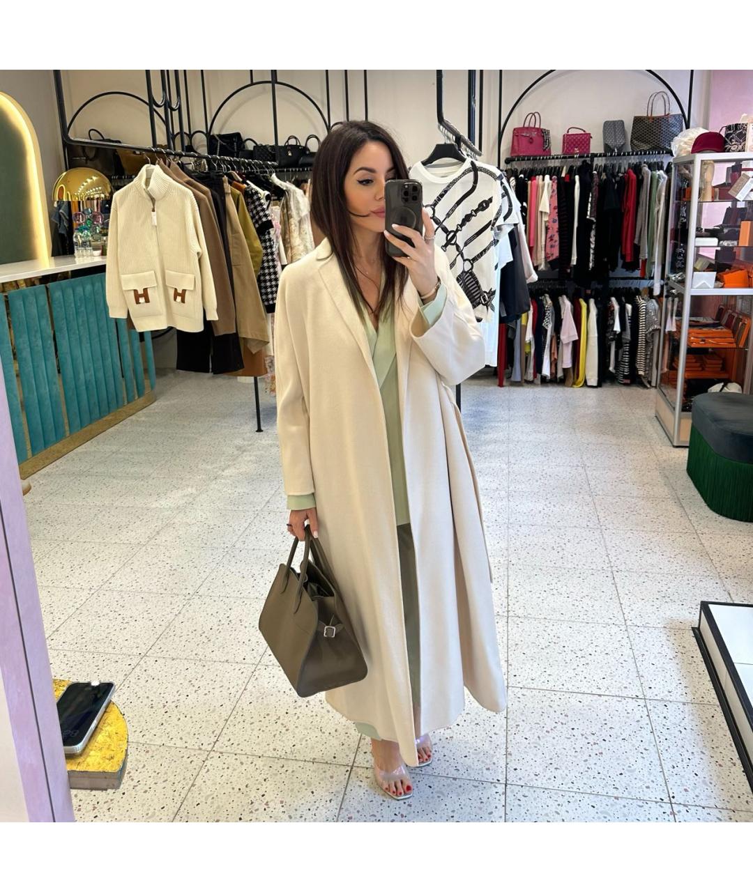 MAX MARA STUDIO Бежевое шерстяное пальто, фото 7