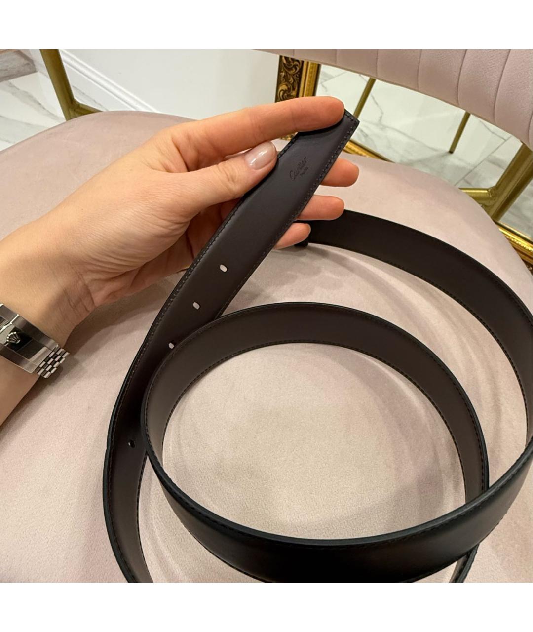 CARTIER Черный кожаный ремень, фото 3