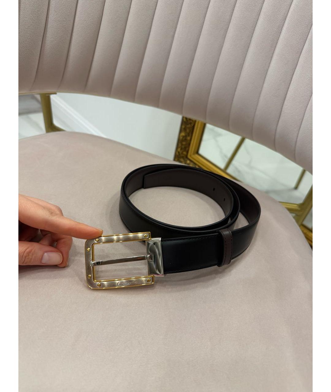 CARTIER Черный кожаный ремень, фото 8