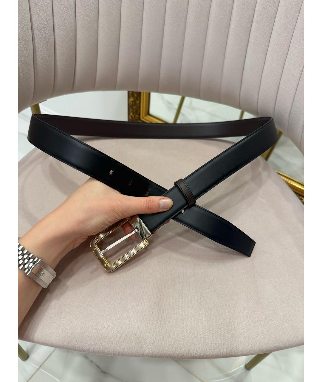 CARTIER Черный кожаный ремень, фото 7