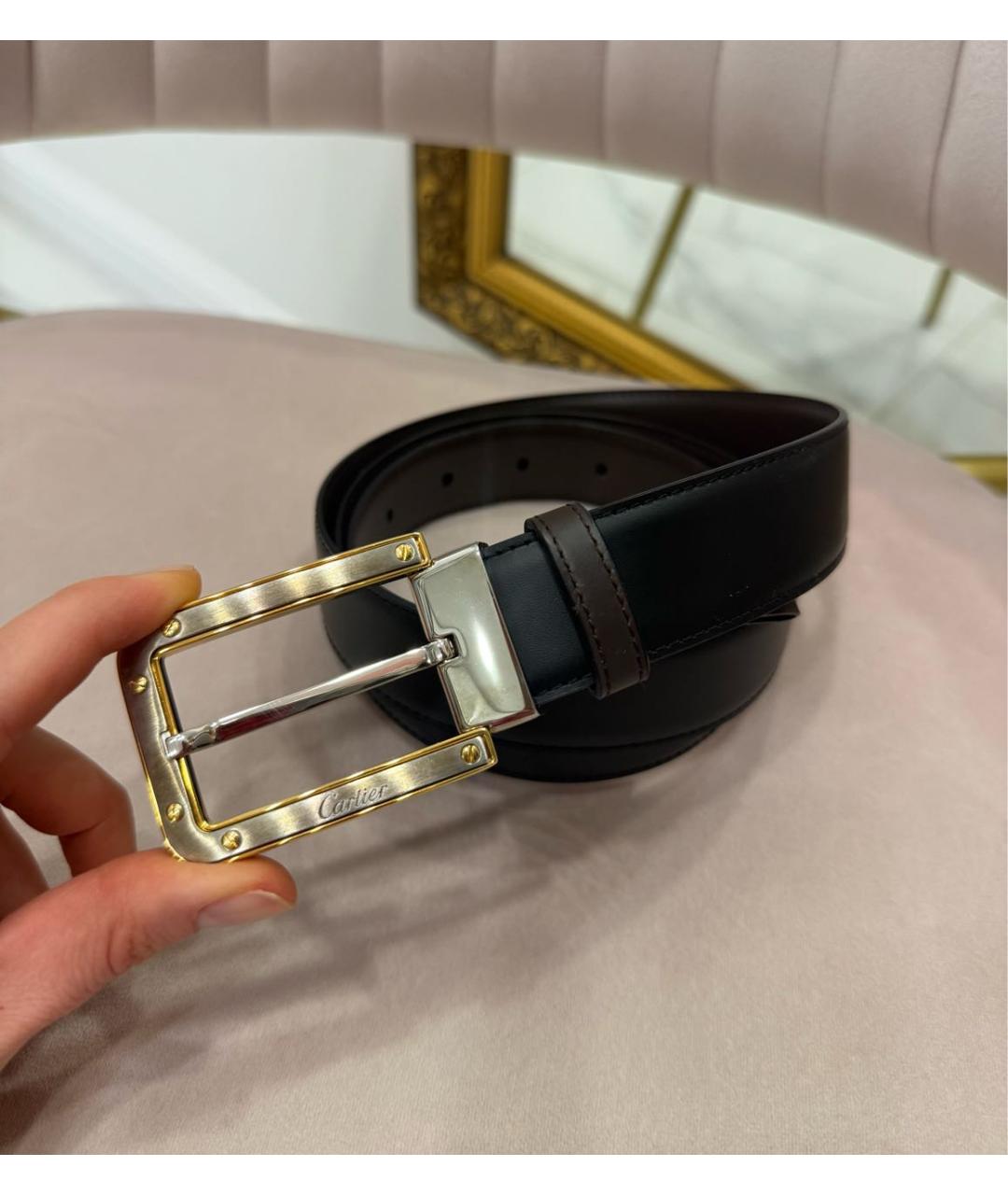 CARTIER Черный кожаный ремень, фото 6