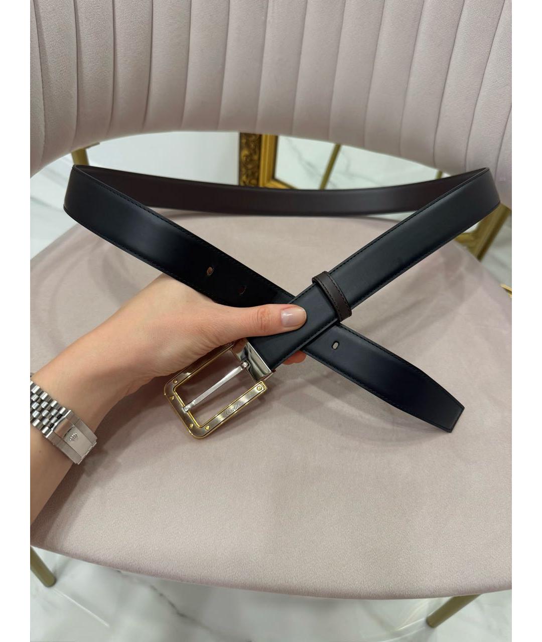CARTIER Черный кожаный ремень, фото 2
