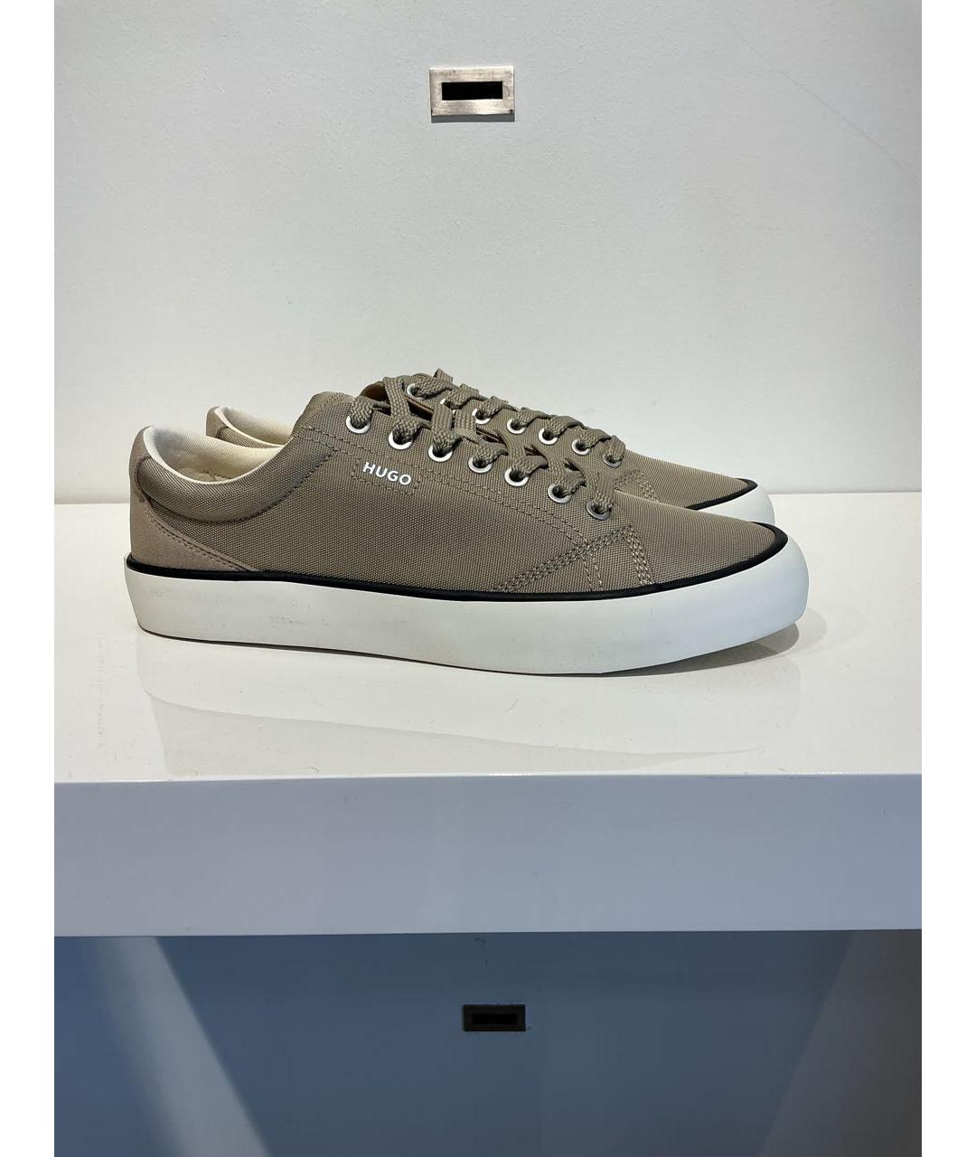 HUGO BOSS Бежевые текстильные низкие кроссовки / кеды, фото 5