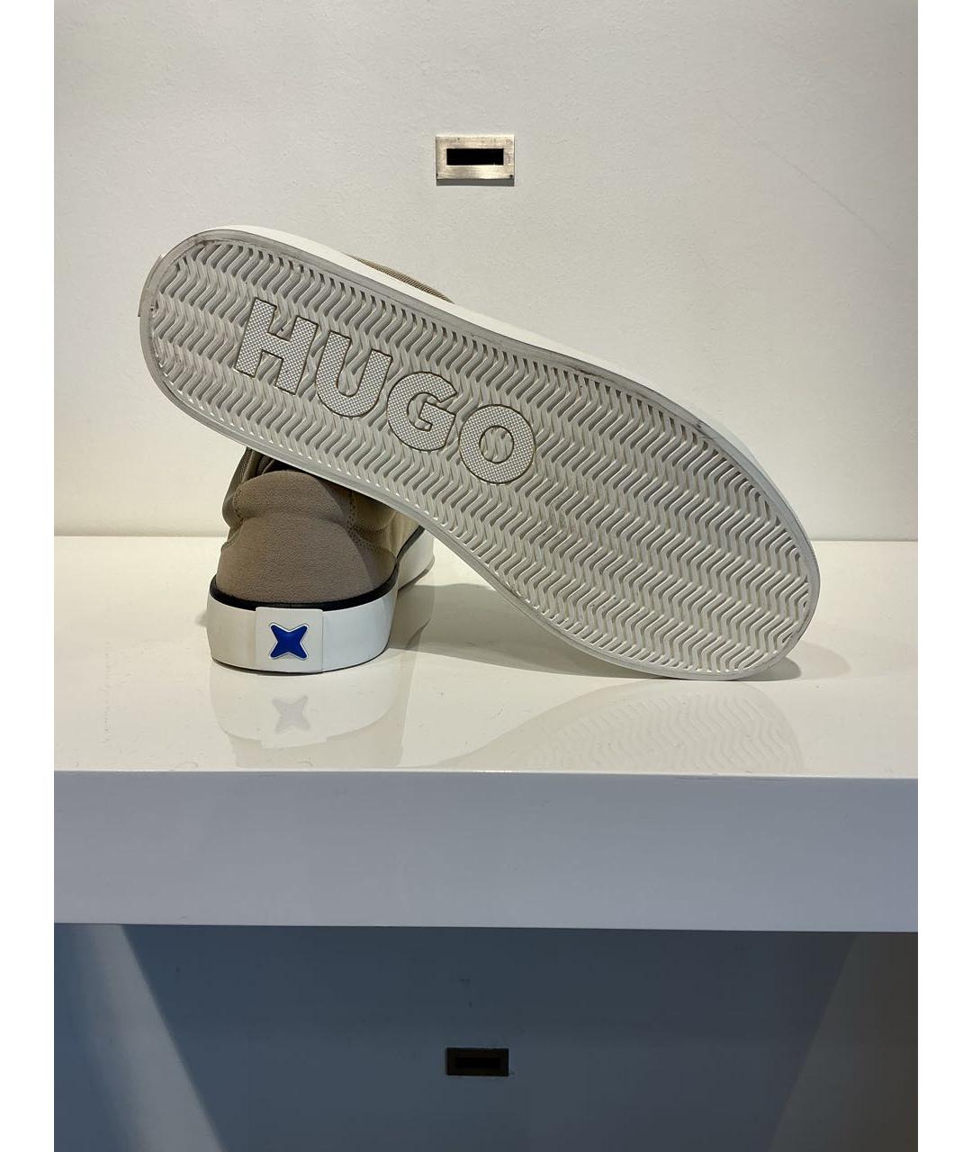 HUGO BOSS Бежевые текстильные низкие кроссовки / кеды, фото 4