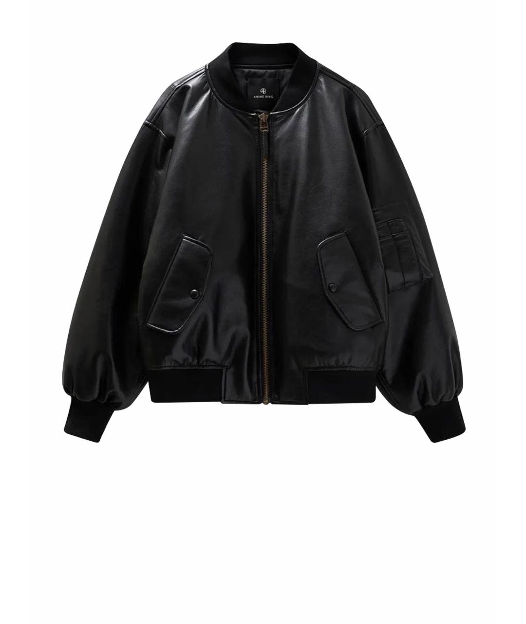 ANINE BING Черная кожаная куртка, фото 1
