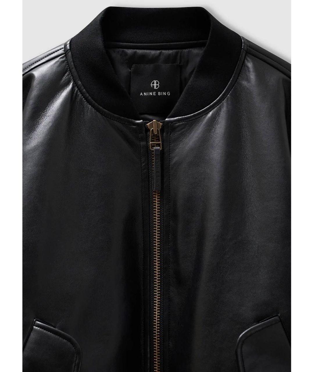 ANINE BING Черная кожаная куртка, фото 4