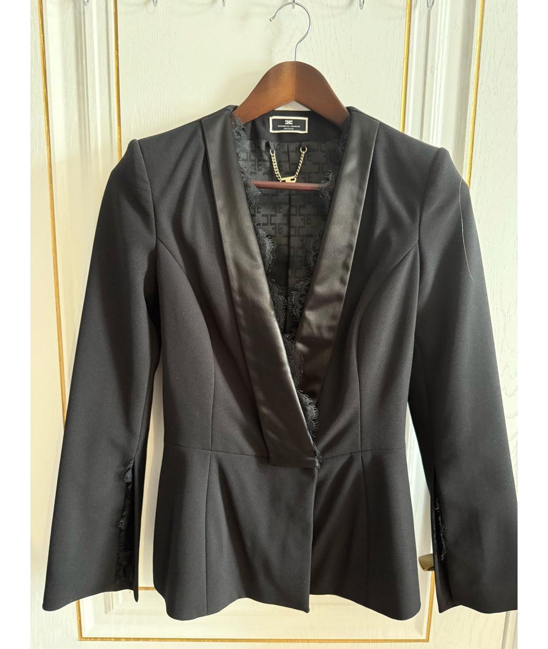 ELISABETTA FRANCHI Черный ацетатный жакет/пиджак, фото 6