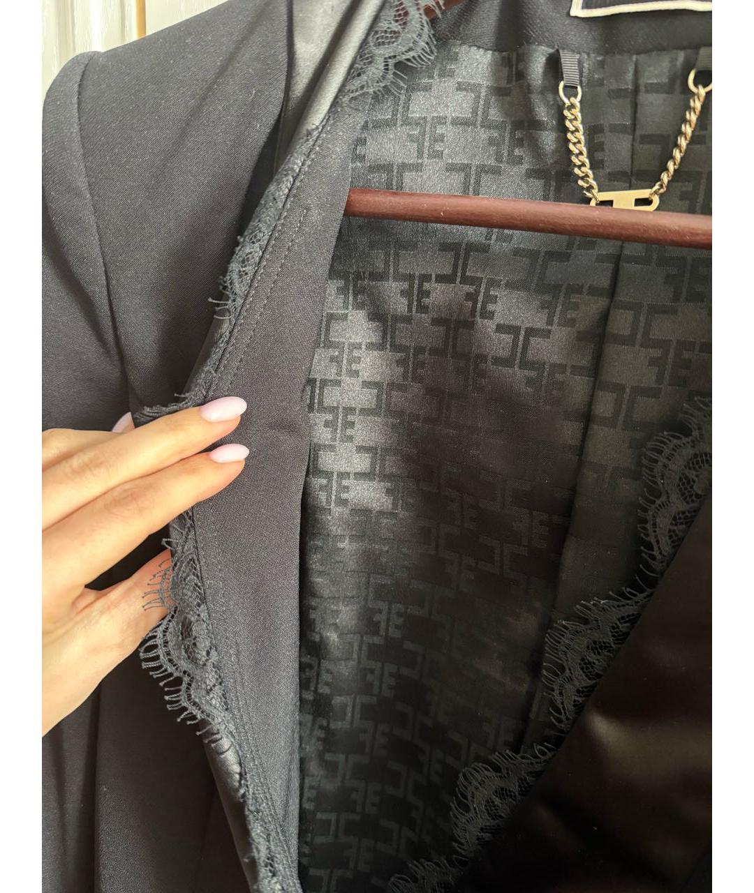 ELISABETTA FRANCHI Черный ацетатный жакет/пиджак, фото 4