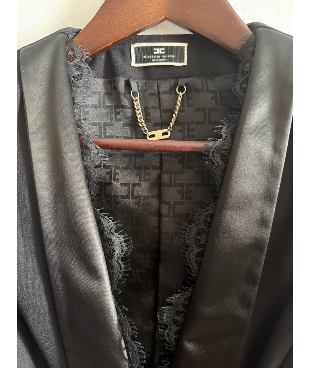 ELISABETTA FRANCHI Черный ацетатный жакет/пиджак, фото 3