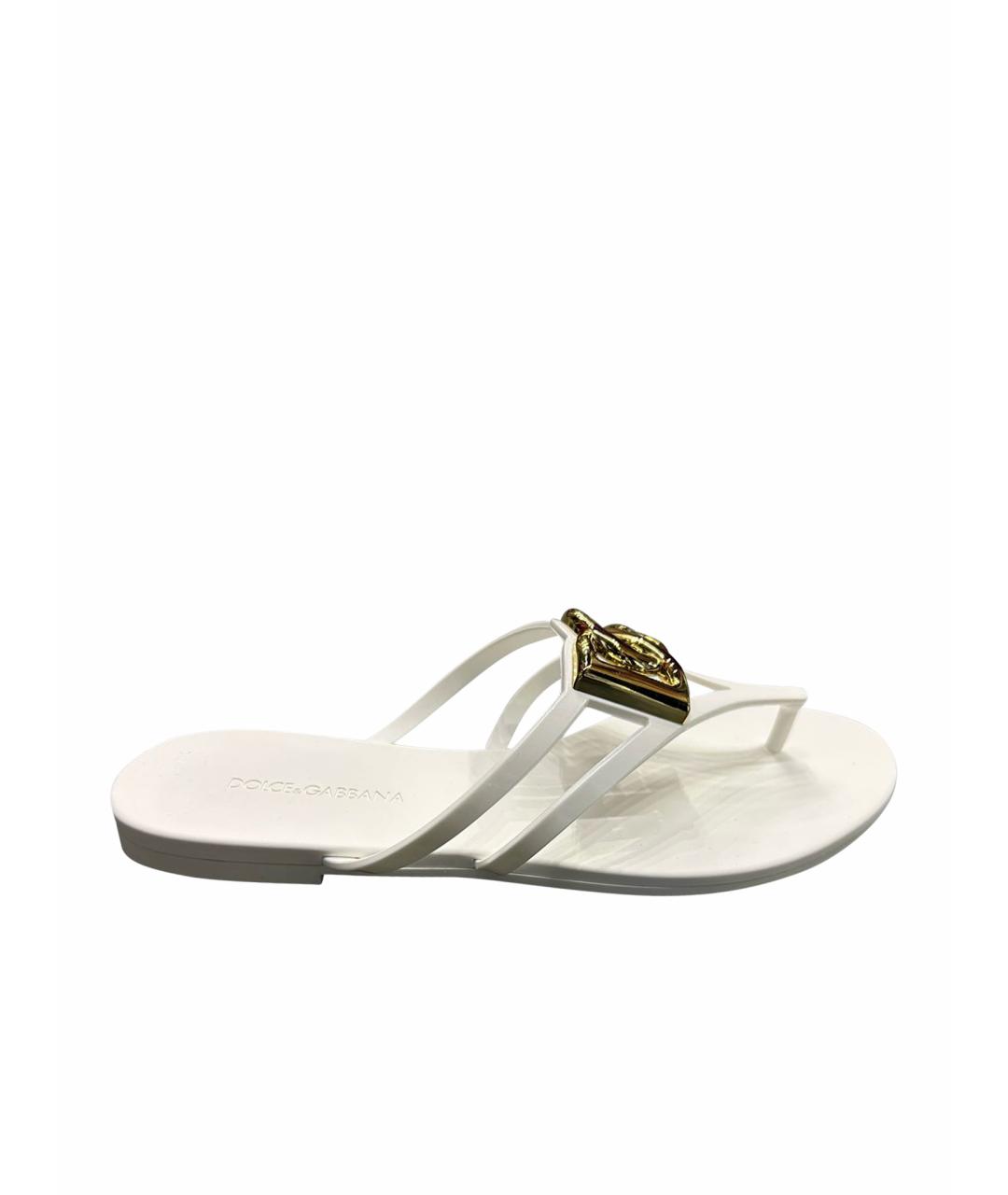 DOLCE&GABBANA Белые резиновые шлепанцы, фото 1