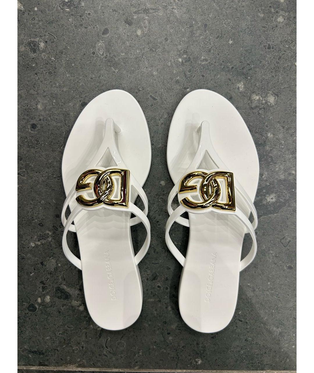 DOLCE&GABBANA Белые резиновые шлепанцы, фото 3