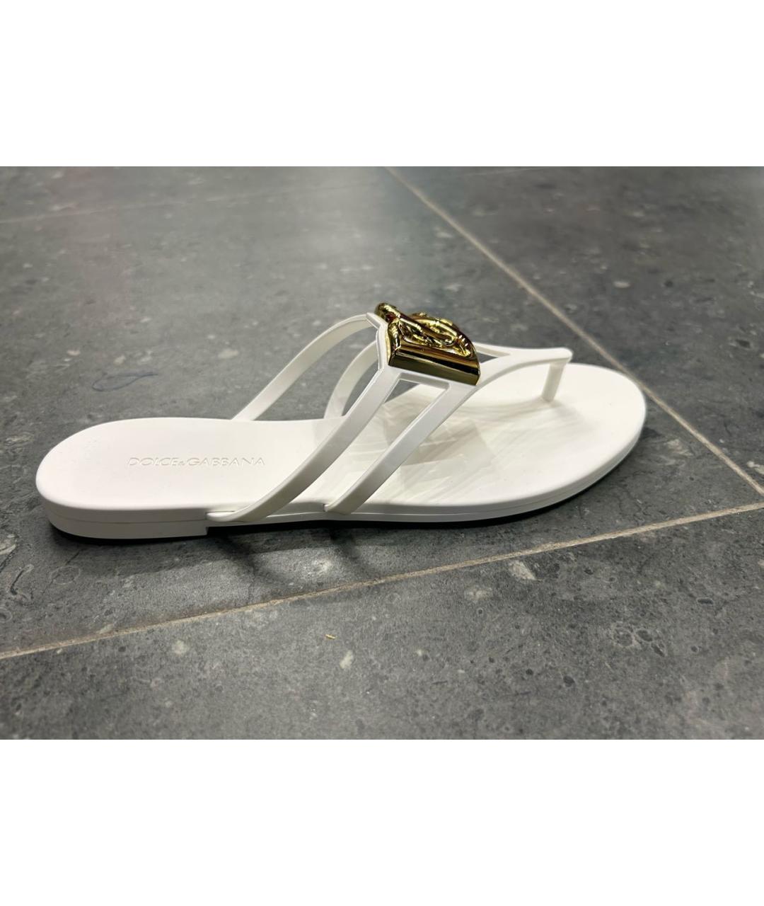 DOLCE&GABBANA Белые резиновые шлепанцы, фото 9