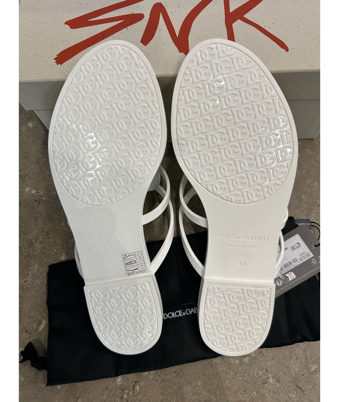 DOLCE&GABBANA Белые резиновые шлепанцы, фото 7