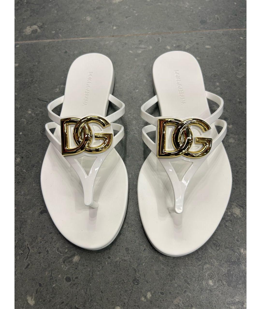 DOLCE&GABBANA Белые резиновые шлепанцы, фото 2