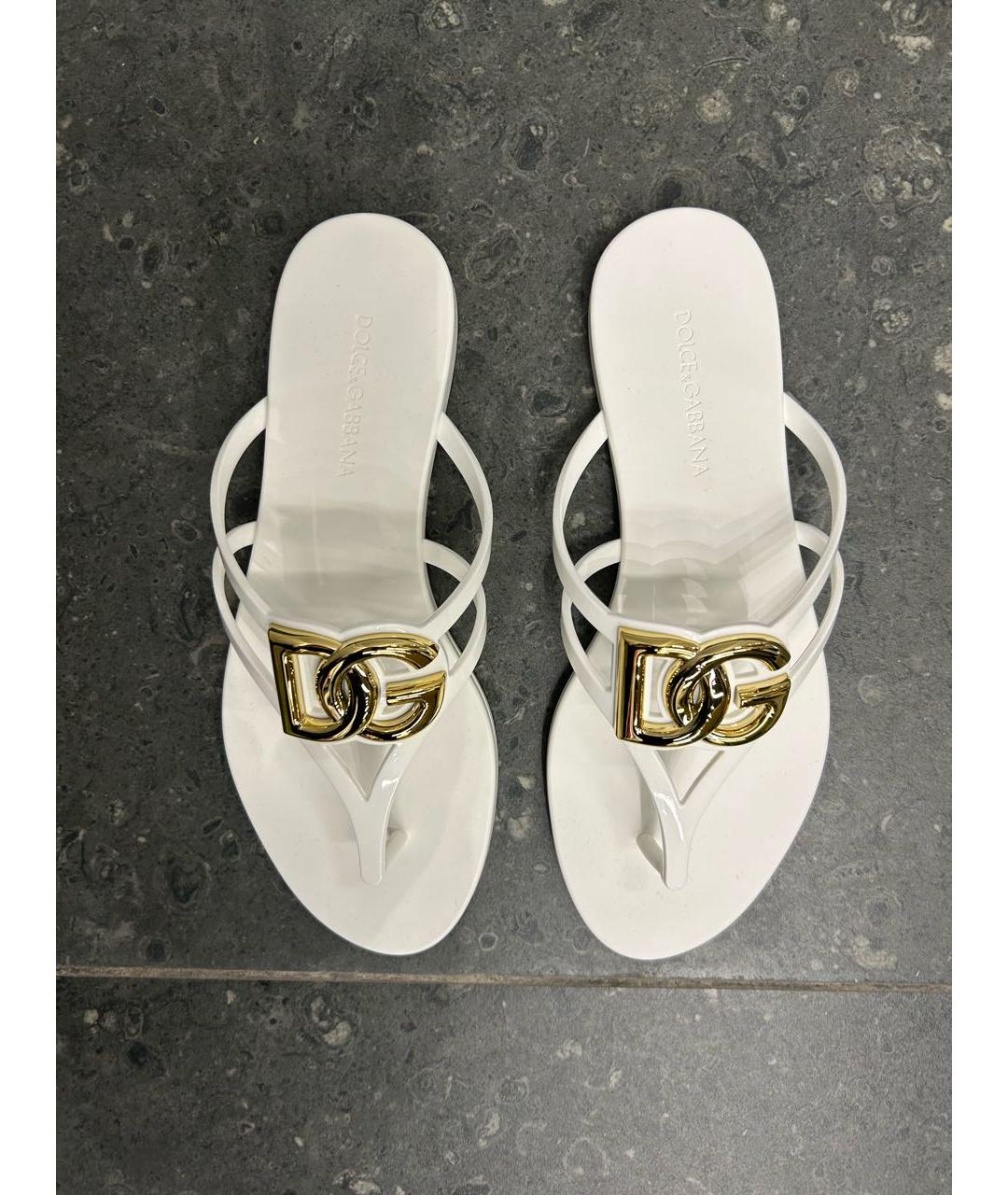 DOLCE&GABBANA Белые резиновые шлепанцы, фото 8