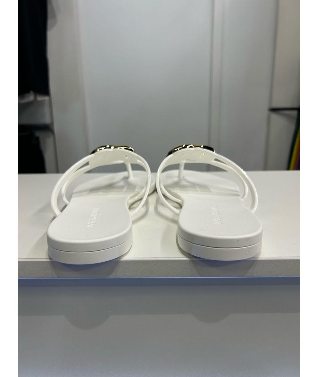 DOLCE&GABBANA Белые резиновые шлепанцы, фото 4