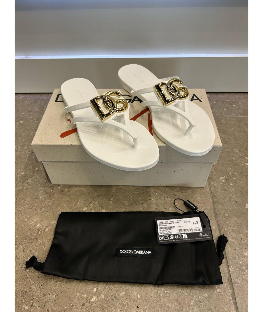 DOLCE&GABBANA Белые резиновые шлепанцы, фото 5