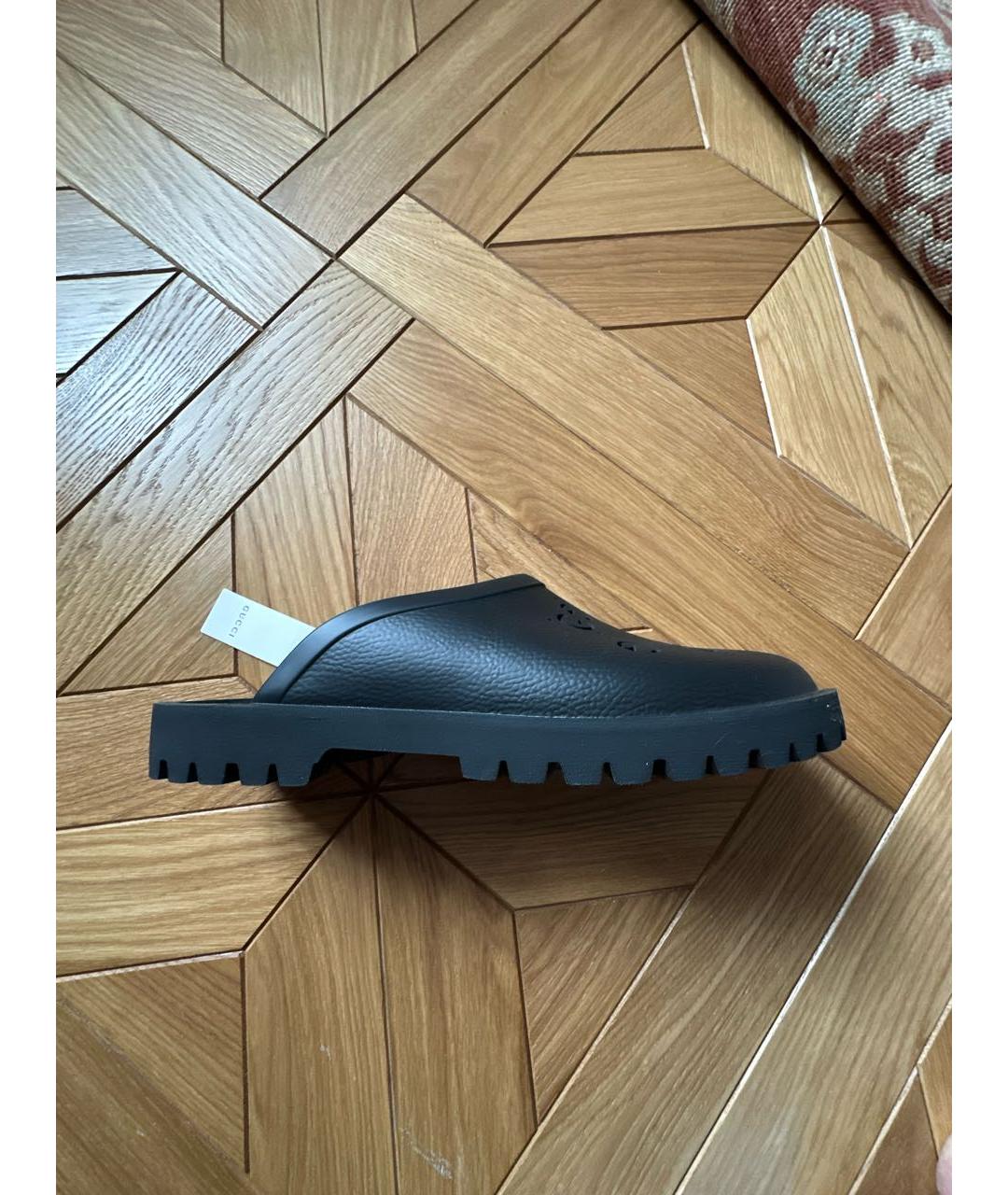 GUCCI Черные резиновые шлепанцы, фото 9