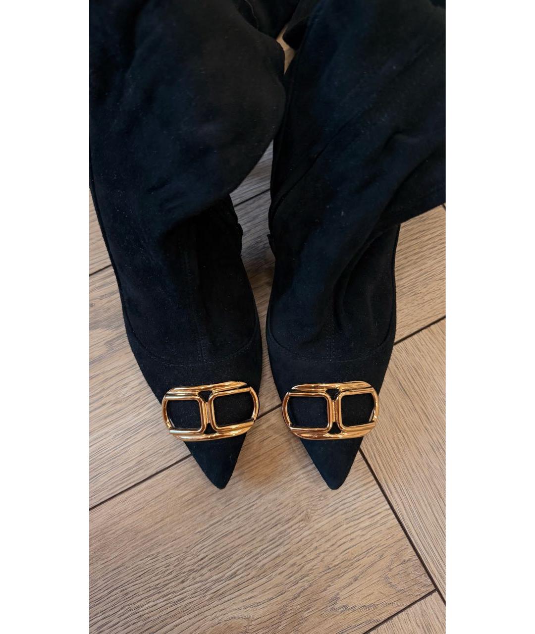 ELISABETTA FRANCHI Черные замшевые ботфорты, фото 2