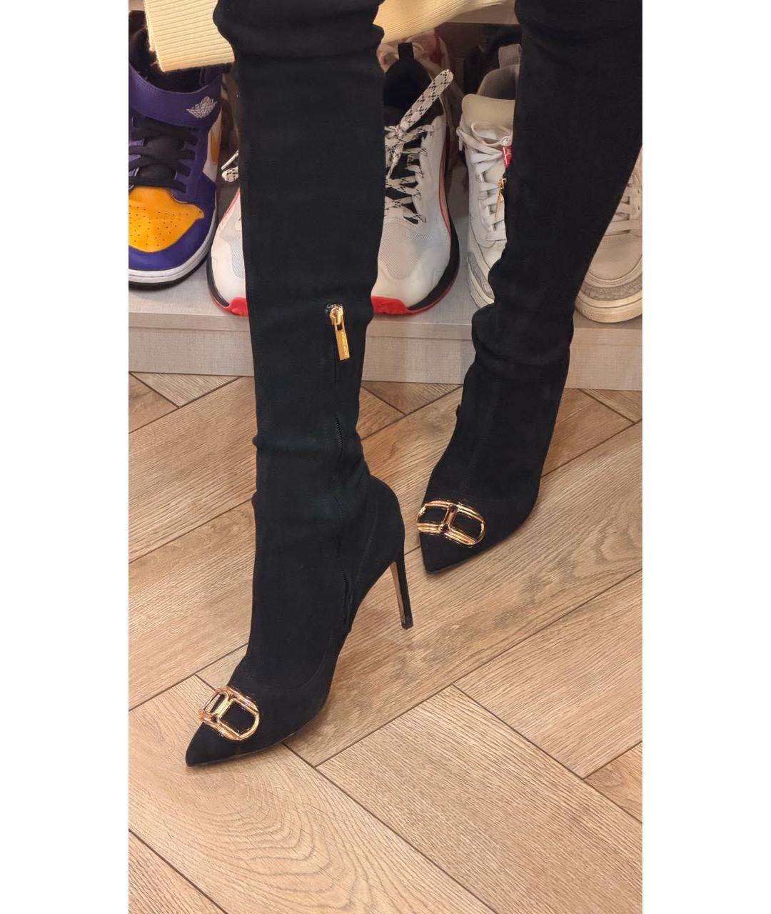 ELISABETTA FRANCHI Черные замшевые ботфорты, фото 4