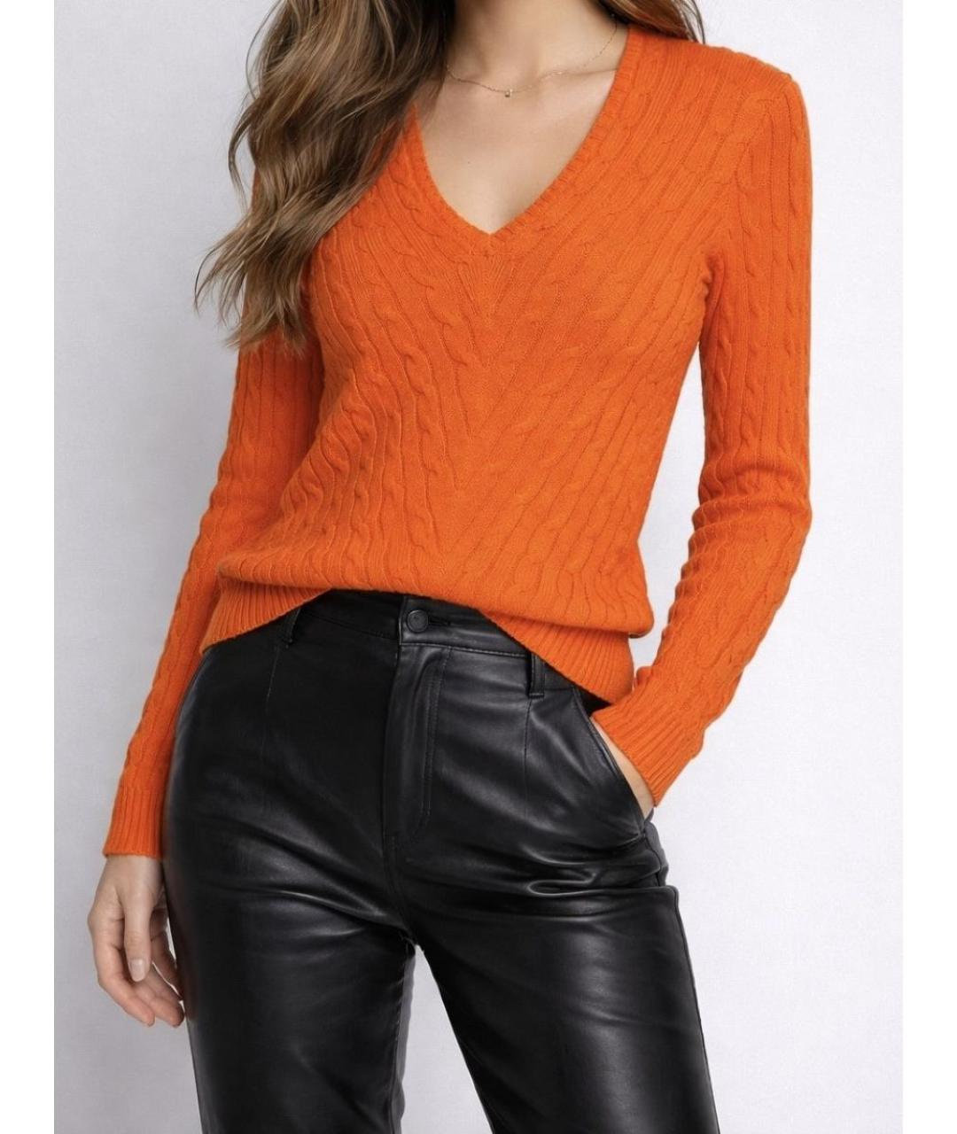 RALPH LAUREN Оранжевый кашемировый джемпер / свитер, фото 6