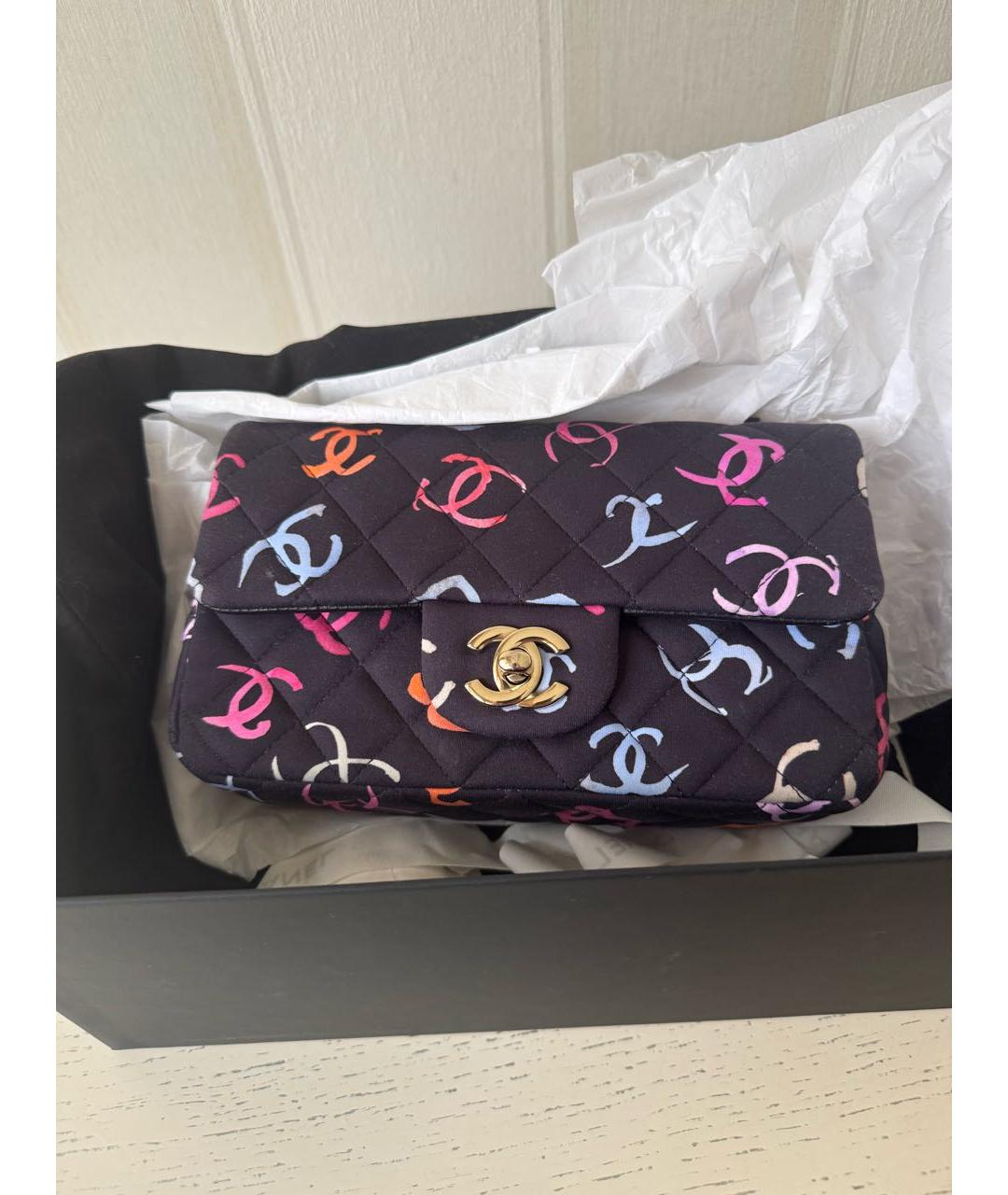 CHANEL Темно-синяя тканевая сумка через плечо, фото 7