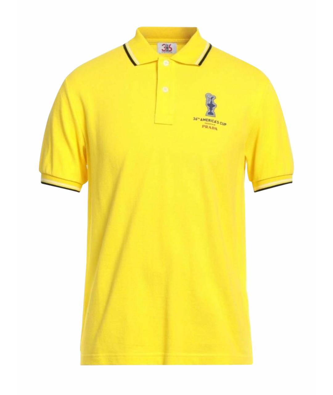 PRADA Желтое хлопковое поло с коротким рукавом, фото 1