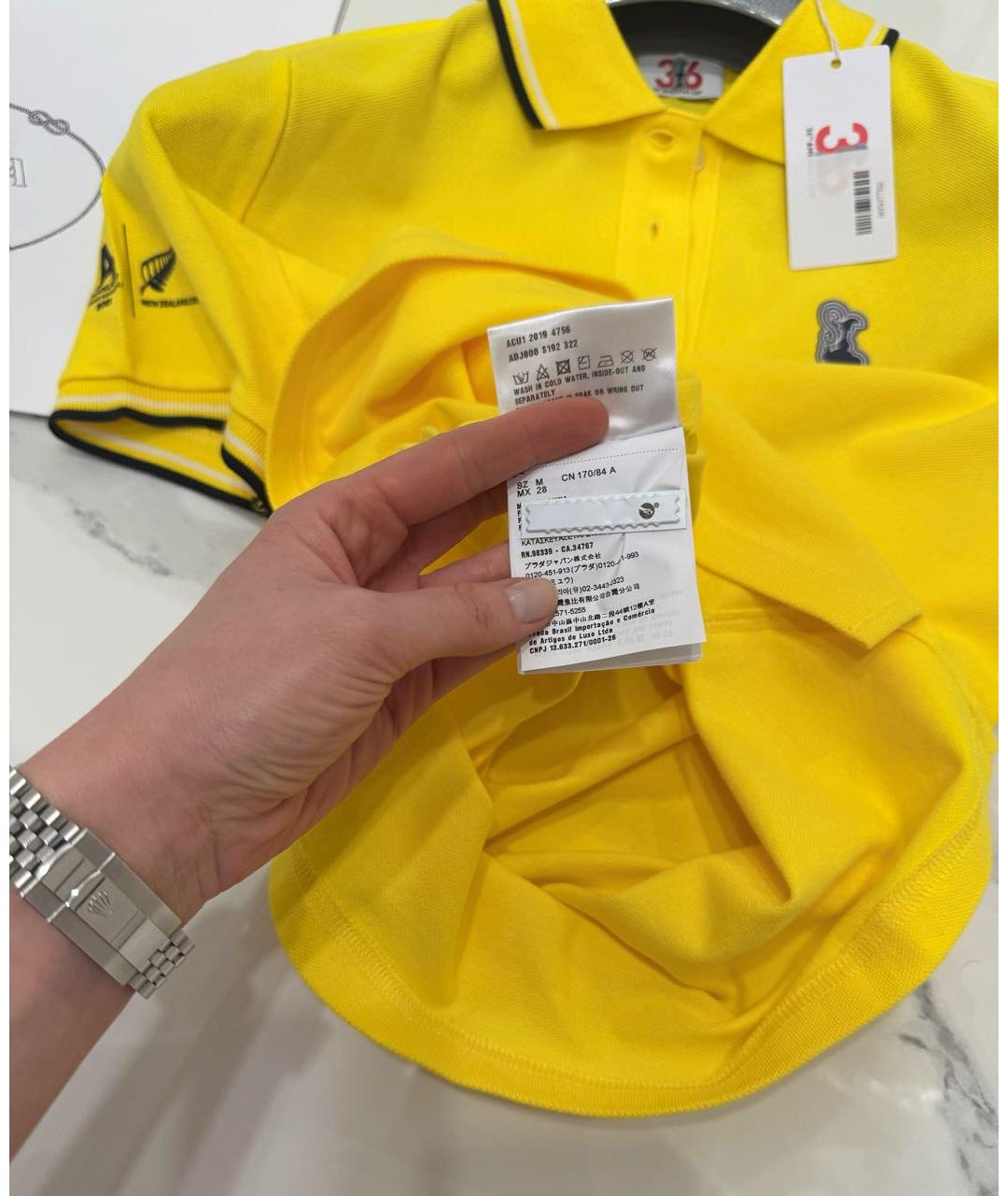 PRADA Желтое хлопковое поло с коротким рукавом, фото 6